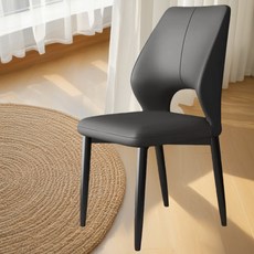 Tixpra가정용 식탁의자 가죽책상의자 등받이 카페 인테리어, 2개, 다크그레이