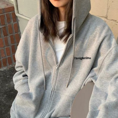 루체트리 후드집업 여성 영문 레터링 자수 로고 1컬러