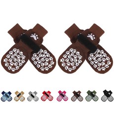 EXPAWLORER 발을 핥는 것을 방지하는 미끄럼 방지 강아지 양말 뜨거운 도로를 위한 강아지 신발 소형 중형 대형견을 위한 강아지 부츠 견목 바닥용 트랙션 컨트롤, 커피