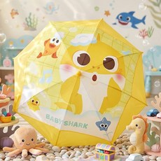 아동용 캐릭터 우산 아기상어 돔형 노란색 투명 시야확보 안전우산 조카선물 추천