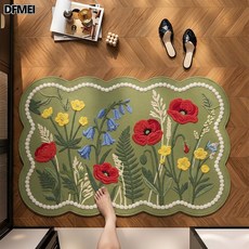 DFMEI 亞麻浴室地墊衛生間門口吸水防滑腳墊洗手間耐髒易打理地墊, 1個, 花時來信