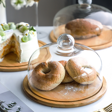 웨딩 케이크 스탠드 유리돔 커버 디저트 애프터눈티 트레이, A2. 24cm 유리나무판