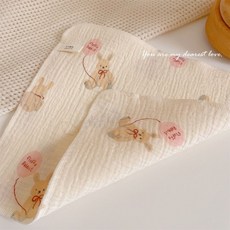 嬰幼兒紗布毛巾 純棉柔軟小方巾 可愛動物圖案, 1個, 氣球兔一條