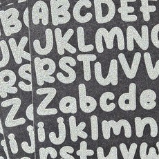 귀여운 동글 손글씨 펄 알파벳 스티커, 2장, 실버