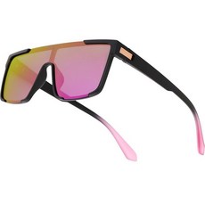 RAVI EYEWEAR 편광 쉴드 선글라스 남성 및 여성용 UV400 보호 플랫 탑 디자인 경량 TR90 패션 쉐이드 블랙/퍼플 오버사이즈