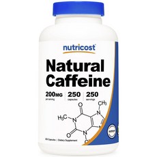 nutricost Natural咖啡因補充膠囊 200mg, 1個, 250片