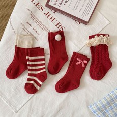 로이앤한나 크리스마스 겨울 레드 아기 유아 여아 베이비 니삭스 양말 무릎양말