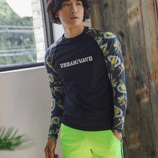 VERAF 插肩圖案文字印花長袖泳衣