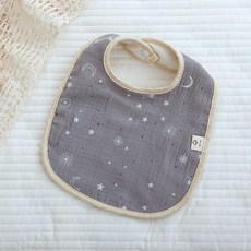 六層紗圍兜 純棉 口水巾 U型 加大款 花朵型 三角 方巾 嬰兒口水巾 圍兜兜 吃飯巾 紗布巾 圍兜 紗布巾 寶寶口水巾, 1個, U型-6.夜星, 米色