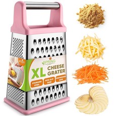 Spring Chef 전문가용 박스형 4면 스테인리스 스틸 강판 파르메산 치즈 야채 생강 사용에 적합 XL 사이즈 망고, 핑크 레모네이드