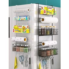 [슬림 틈새] 주방 수납장 냉장고 옆 키큰 슬라이딩 틈새장, 2단 검정 심플