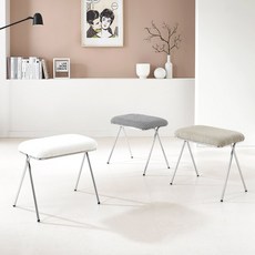 리빙위즈 플리시 보조 스툴 의자, 베이지, 1개