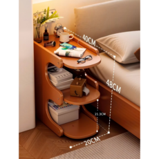 원목 빈티지 수납장 좁은 틈새 선반 럭셔리 고급 침대 옆 테이블 침대장 협탁, 1개, 차색 20