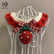 귀여운 딸기 반려동물 독걸이 니트 케이프 핸드 메이드 1p, 1개, 딸기목걸이