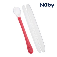 누비 실리콘 롱핸들 이유식 스푼&케이스, 핑크, 1개