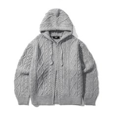 브랜드정품 트릴리온 TRILLION 워셔블 아란 케이블 후드 집업 니트 (MELANGE GRAY) 225546