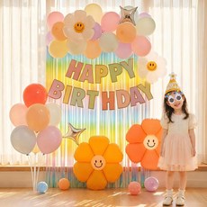 피앤비유니티 데이지 풍선구름형 생일세트, 03)데이지 풍선구름형-마카롱커튼