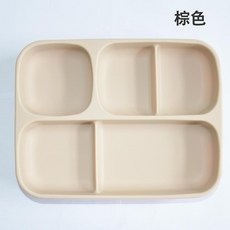 嬰兒矽膠分格餐盤, 棕色, 1個
