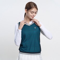 투엘라 레이어드 체크 골프 여성 조끼/군살 가리기 좋아요 시원한 소재 빅사이즈 XL 추가