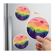 미묘한 LGBTQ+ 귀여운 산 진행 깃발 자석 스티커 3개 LGBT 퀴어 세이프 스페이스 앨리 LGBTQIA 레인보우 3피스 7.6cm(3인치) x 자동차 냉장고 사물함