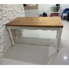 鄉村實木雙色風情餐桌(可訂製尺寸顏色）, 1個