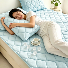 아리엘노 여름 시원한 냉감패드 쿨링 침대패드 쿨매트 고정밴드형, 아이스블루
