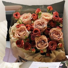 아름다운 꽃패턴 플라워문양 양면소파쿠션 솜포함 로맨틱 감성 기운상승 고탄력 부드러운 촉감 세탁가능 고급 소재 트렌디 스타일 거실 침실 카페 홈인테리어 장식용 등받이쿠션, 60 x 60CM (솜포함 양면쿠션), 5