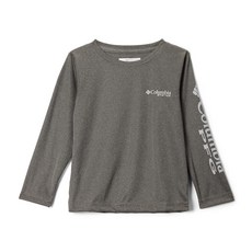 Columbia 청소년 남아용 PFG 터미널 태클 긴소매 자외선 차단 셔츠 차콜 헤더/쿨 그레이 로고 2T 167365