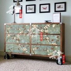 빈티지 꽃무늬 시트지 가구리폼 셀프 인테리어 엔틱 자개, A. 레트로 그린 (53x300cm)