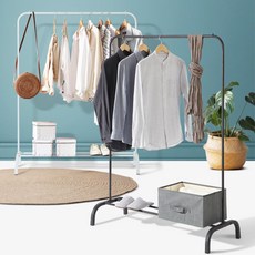 학생방 직장인 1인용 1단 철제 심플한 옷걸이 스탠드행거 심플행거, 블랙