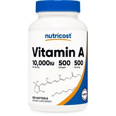 Nutricost 비타민 A 10 000 IU 500 소프트젤 캡슐, 1개