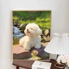 귀여운 강아지 DIY 수채화 페인팅 세트 셀프 피포페인팅 그림 그리기, 50x70cm, qz3337, 1개