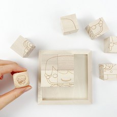 그리기 퍼즐 동물 직업 우드블럭 칠교놀이 나무블럭 보드게임 9피스, 1세트, 1인용, 동물퍼즐