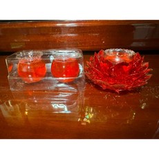 蓮花果凍蠟燭 蓮花座 補充蠟燭杯, 1個, 紅色