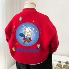 兒童外套 秋冬上新2025兒童潮流款拜年服春冬季男童百搭奧特曼加絨衛衣酷帥保暖外套