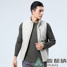 ATUNAS 歐都納 MORE MORE HOT 石墨烯纖維背心/登山屋，卡其色男款保暖背心