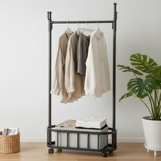 FODOSS 선인장 옷걸이 행거 튼튼한 메탈 스탠드 옷걸이 이동식 행거, 검은색