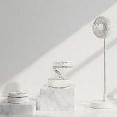 [독일브랜드] BLDC 무선 접이식 선풍기 화이트 하얀색 리모컨 C타입 충전 대용량 배터리 5엽날개 3단조절 공기순환기 거실 사무실 캠핑용 선풍기, BLDC 무선 접이식 선풍기(리모컨형)