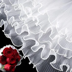 진주 가장자리가 있 꽃 지 세트 - 흰색 1/3장 포함 발렌타인, 03 4.5 Yard White, 01 China Mainland