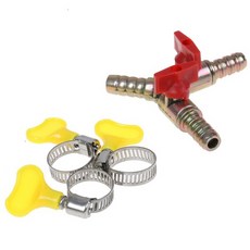 호환 Y 타입 3 웨이 차단 볼 밸브 클램프 피팅 호스 바브 연료 가스 5/16 인치 10mm 액세서리, 1개