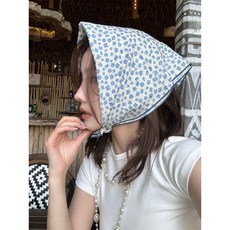 日系小碎花三角巾, 1個, 藍色小花