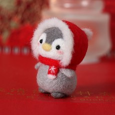 펭귄 양모 펠트 동물 찌름 재미 Diy 자수 바느질 귀여운 수제 DIY 재미 있은 연인 재료 패키지 커플 선물, 1, 1개