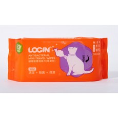 LOGIN 貓用抗菌除臭保濕濕巾隨身包 3合1, 1個, 8抽