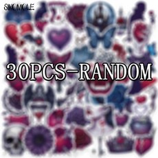 고딕 만화 마술 뱀파이어 해골 스티커 로즈 자동차 기타 수하물 가방 데칼 낙서, 1개, 3. T01043268-30pcs