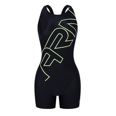 아레나 수영복 네온 선수 3부 반신 레이서백 BLK