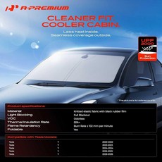 [아마존4.5+ 미국출고 217814] A-Premium 테슬라 모델 Y 2020 2021 2022 2023 2024 2025 2026과 호환되는 전면 윈드실드 햇빛 가리개 블, [아마존4.5+ 미국출고 217814] A-Premiu