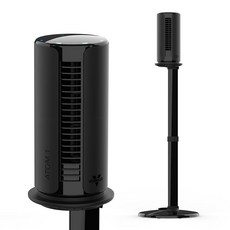 탈착식 스탠드가 있는 Vornado ATOM 1S 컴팩트 진동 타워 팬 높이 40인치 속도 4배 블랙, Small