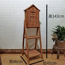 花架 置物架 創意原木花架實木花園木質信箱裝飾品擺件落地多肉植物庭院置物架, 1個, 仿古紅