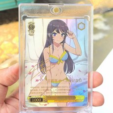 櫻島麻衣WS黑白雙翼卡牌閃卡精品複刻diy日版爆款潮玩卡牌卡片 diy收藏卡 藝術品, 1個, 櫻島麻衣精品複刻