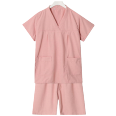 Makone 남성 여성 찜질복 사우나복 솔리드 브이넥 심플 면 커플 반팔 반바지 상하의 세트